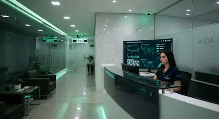 Recepção de clínica monitorada pela CentroSeg