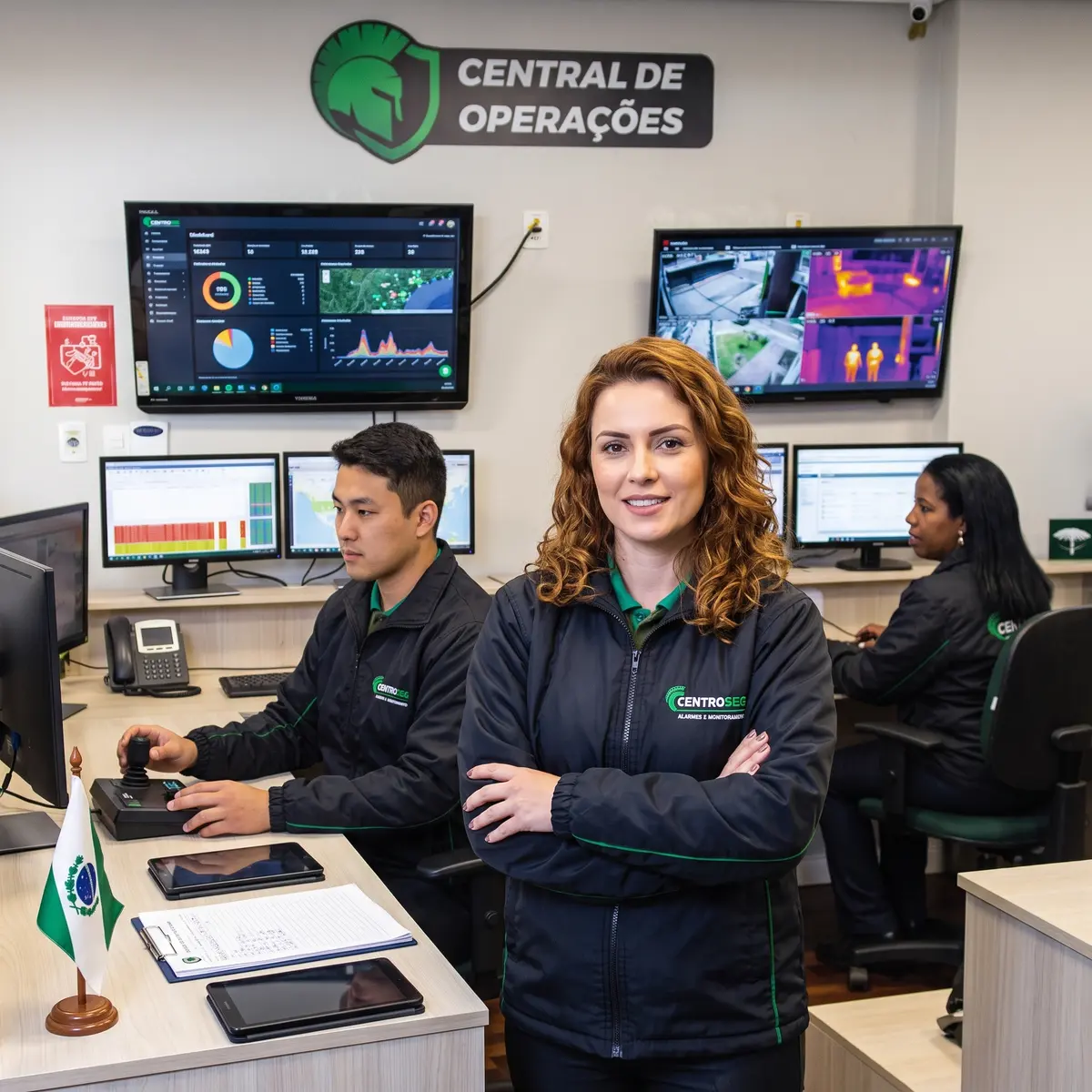 Equipe da Central de Operações CentroSeg monitorando em tempo real